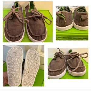 Sanuk olive green boating shoes toddlers boys sz10